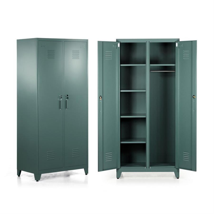 Armadio da spogliatoio in metallo 190x85x50 cm verde