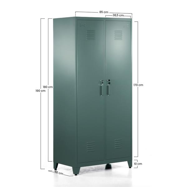 Armadio da spogliatoio in metallo 190x85x50 cm verde