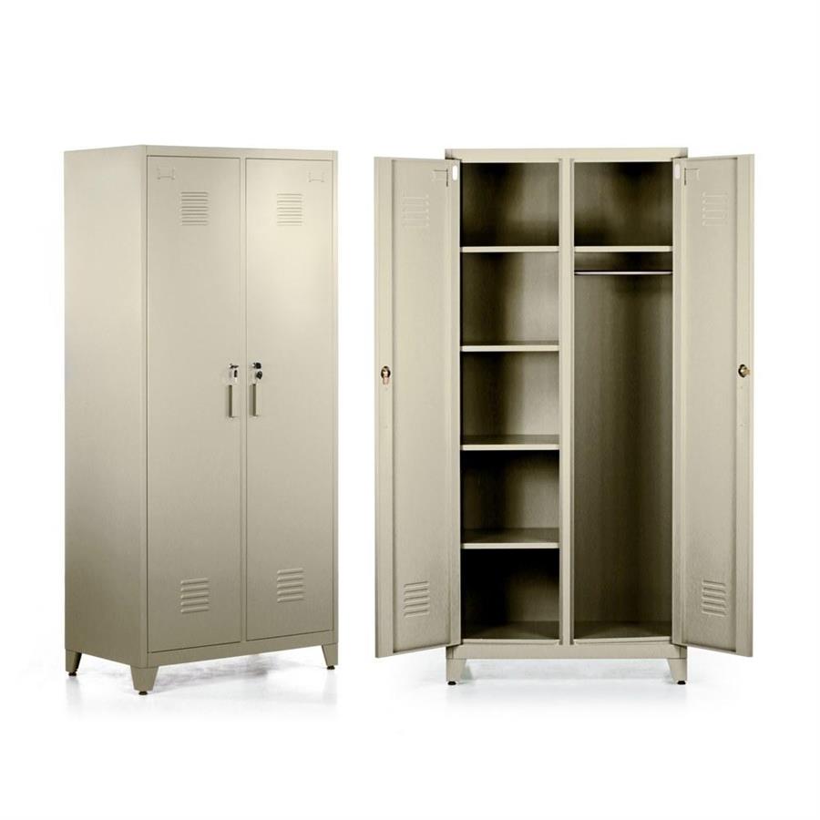 Armadietto doppia anta in metallo avorio 190x85x50 cm