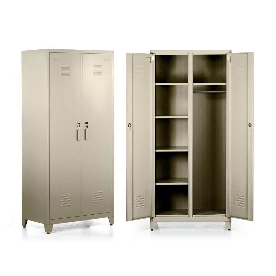 Armadietto doppia anta in metallo avorio 190x85x50 cm