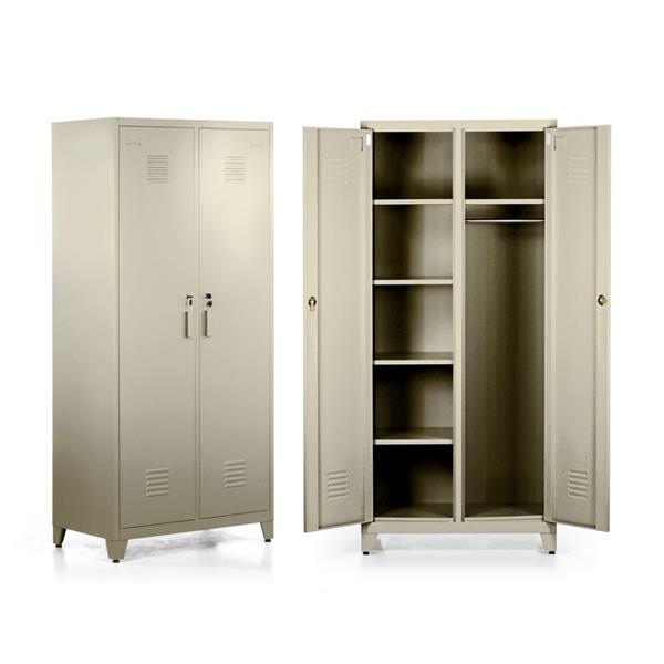 Armadietto doppia anta in metallo avorio 190x85x50 cm