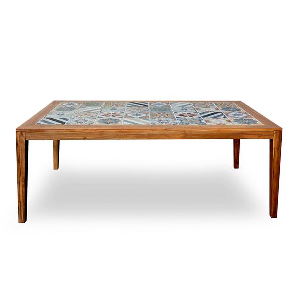 Tavolo in legno di acacia 200x100cm con top in piastrelle - Sorrento
