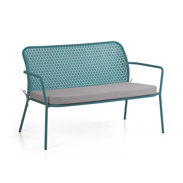 Set da giardino in acciaio con cuscini motivo floreale blu - Daisy