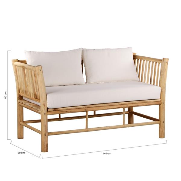 Divanetto da giardino 2 posti in teak con cuscini ecru - Shein