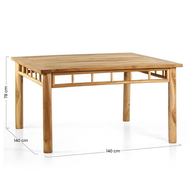 Tavolo da pranzo quadrato in legno di teak 140x140 cm - Shein
