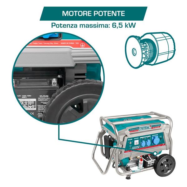 Generatore a benzina carrellato 6,5kW 4 tempi OVH
