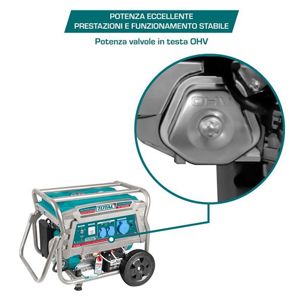 Generatore a benzina carrellato 6,5kW 4 tempi OVH