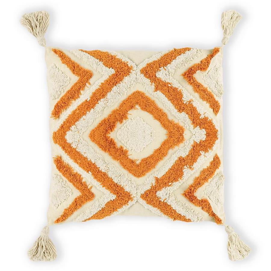 Cuscino decoratrivo arancione 45x45 con 4 nappe - Tribal