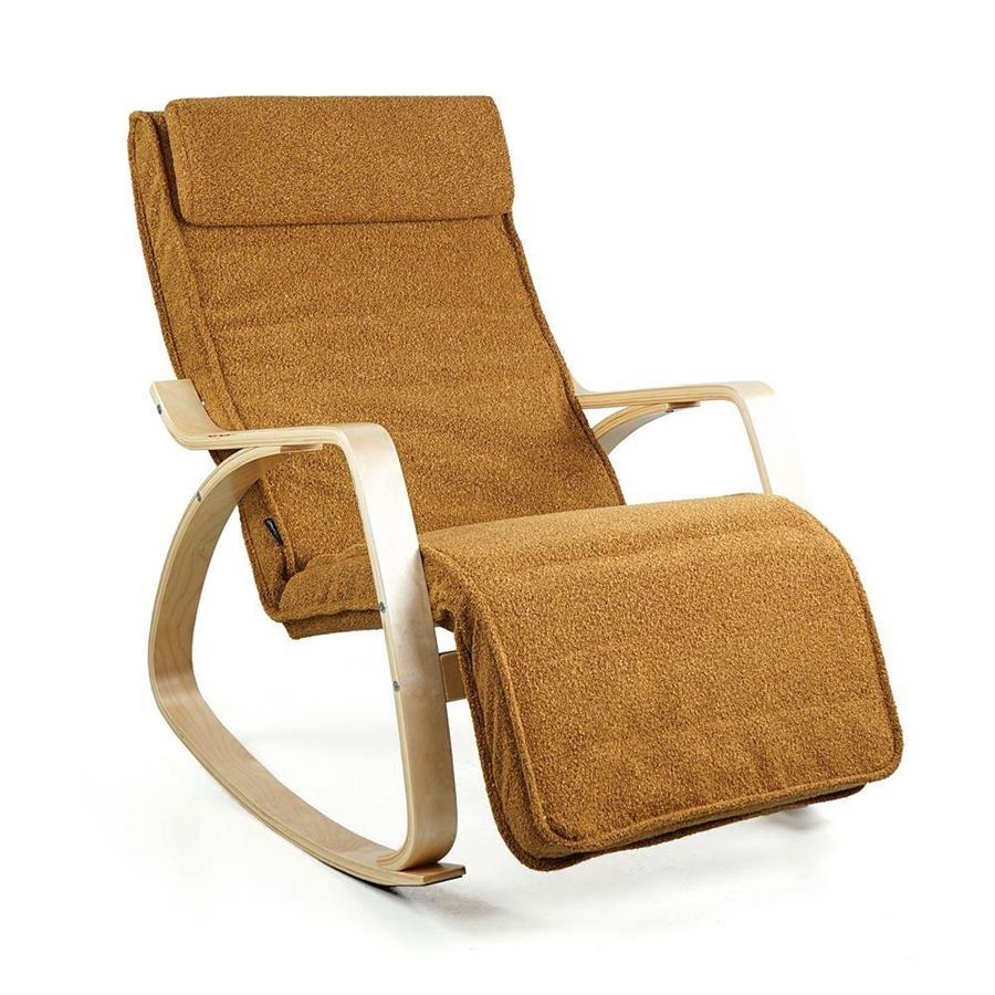 Sedia relax a dondolo in tessuto bouclè ocra - Amor