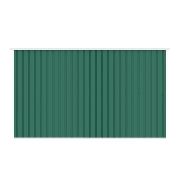 Casetta porta attrezzi da giardino in acciaio 277x130x173 cm verde