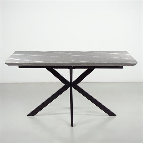 Tavolo estensibile 150-190 cm in marmo grigio scuro e gambe nere - Gabry