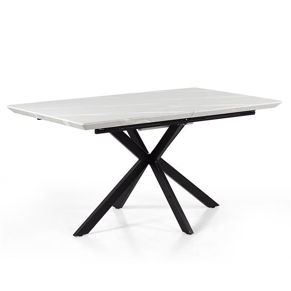 Tavolo allungabile 150 -190 cm con top in marmo chiaro e piedi neri - Gabry