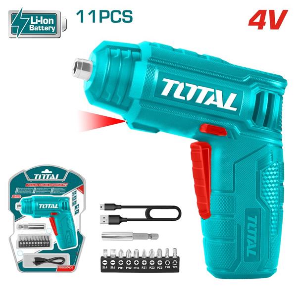Cacciavite a batteria 4V con 10 punte da 25mm e supporto