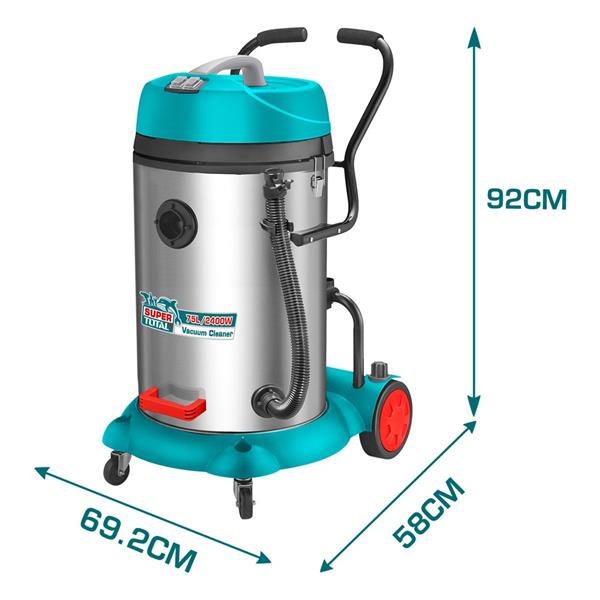Bidone aspiratutto potente da 75L con motore da 2400W