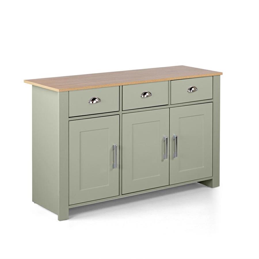 Credenza soggiorno salvia con 3 ante e 3 cassetti 120x70x40 cm - Ginevra