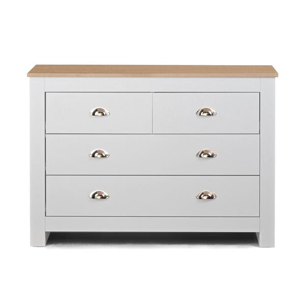Cassettiera bianca con top in rovere 100x70x40 cm - Ginevra