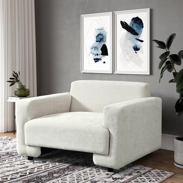 Poltrona con braccioli in tessuto beige 111x90x72 cm - Paris