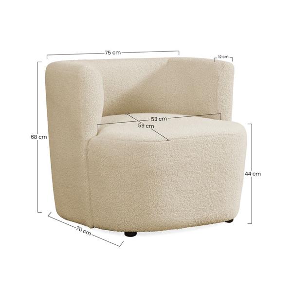 Poltrona teddy beige da interni 75x70x68 cm - Seattle