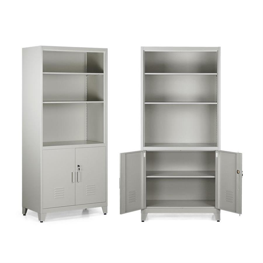 Mobile in metallo grigio 2 ante e 5 ripiani 85x45x190 cm - Yumi
