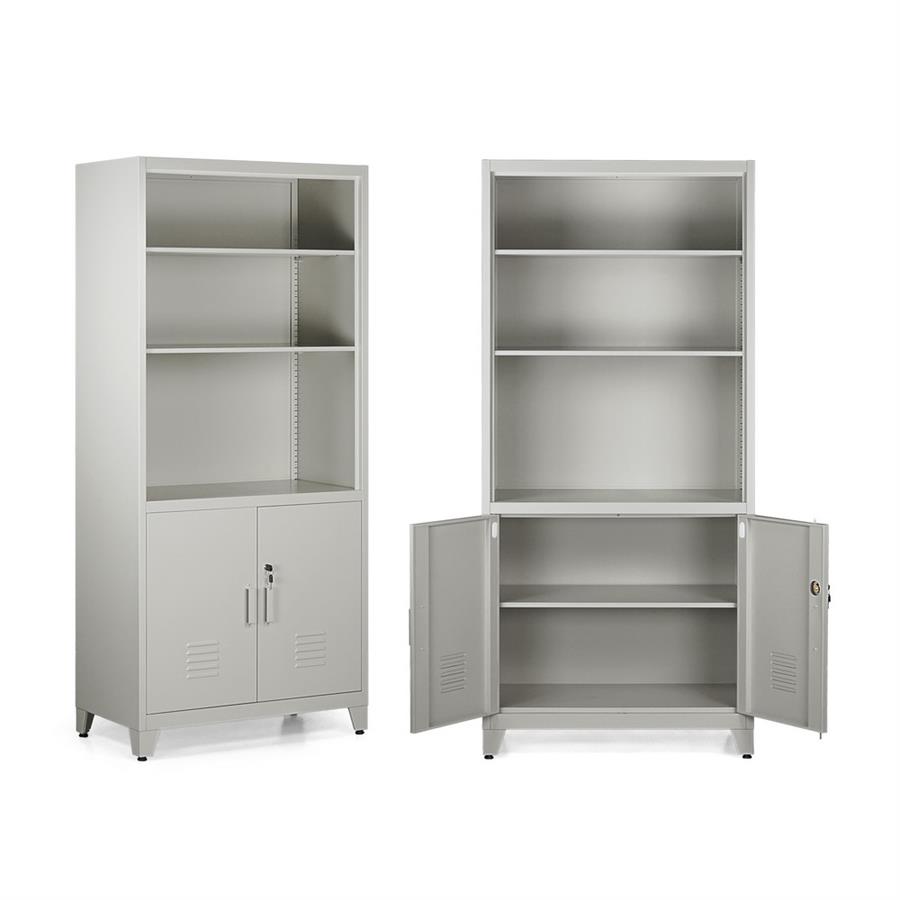 Mobile in metallo grigio 2 ante e 5 ripiani 85x45x190 cm - Yumi