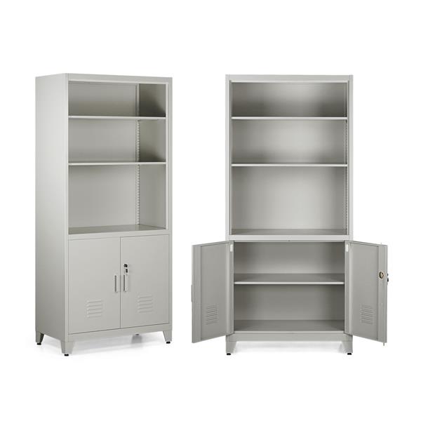 Mobile in metallo grigio 2 ante e 5 ripiani 85x45x190 cm - Yumi