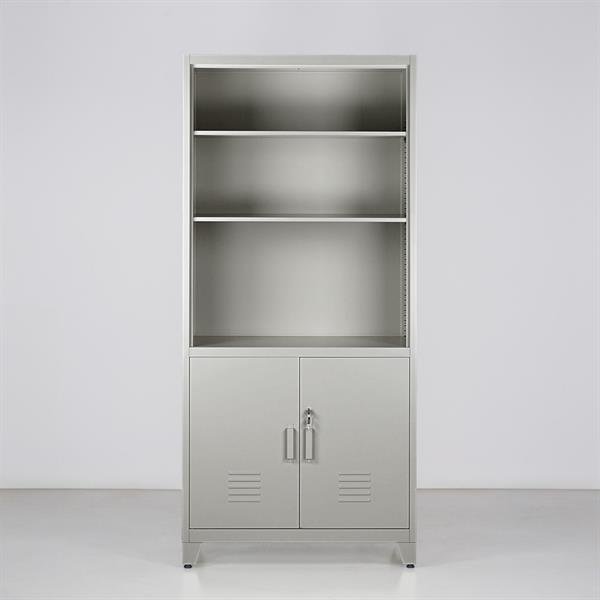 Mobile in metallo grigio 2 ante e 5 ripiani 85x45x190 cm - Yumi