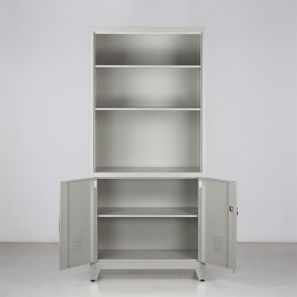Mobile in metallo grigio 2 ante e 5 ripiani 85x45x190 cm - Yumi