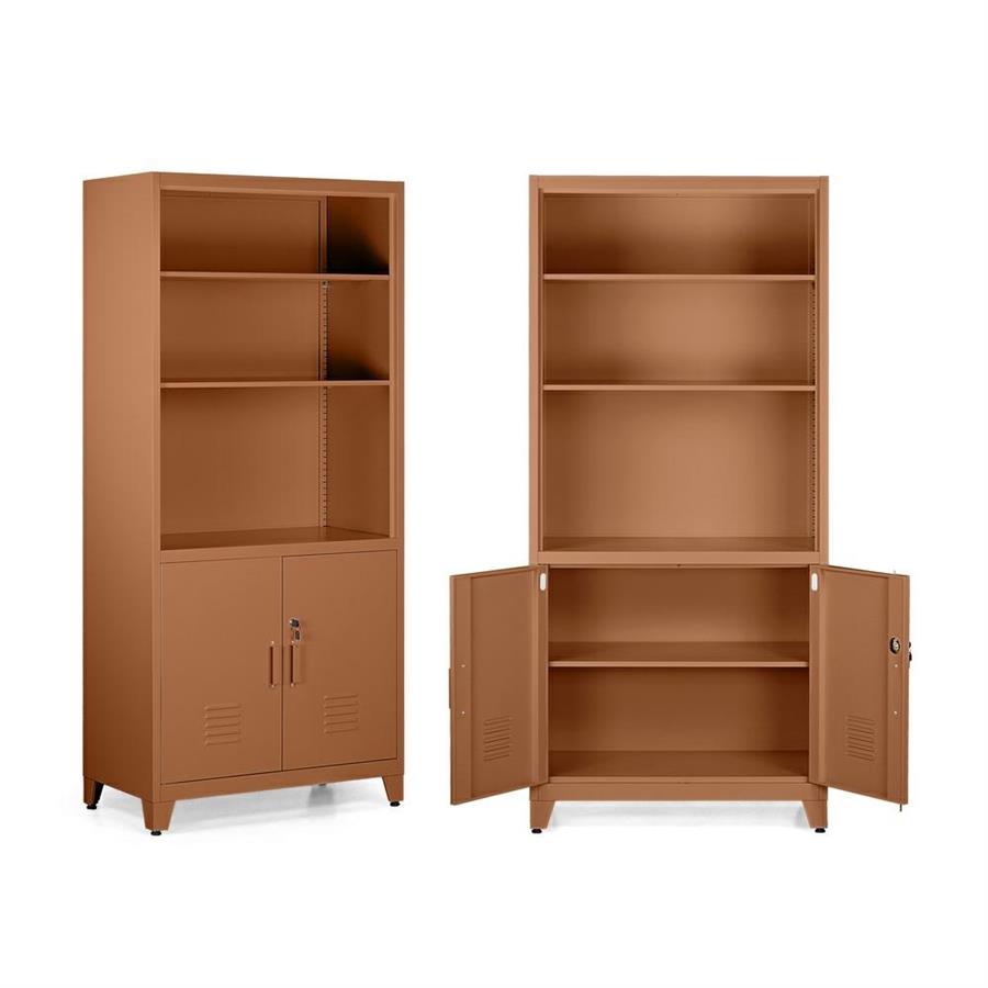 Armadio metallo semiaperto con ante e 5 scaffali mattone 84x45x190 cm - Yumi