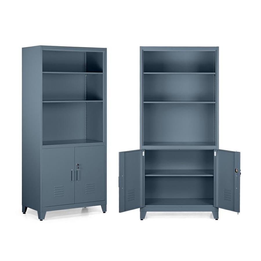 Armadio metallo semiaperto con serratura 85x45x190 cm ceruleo - Yumi