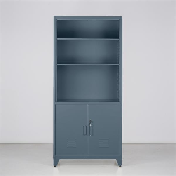 Armadio metallo semiaperto con serratura 85x45x190 cm ceruleo - Yumi