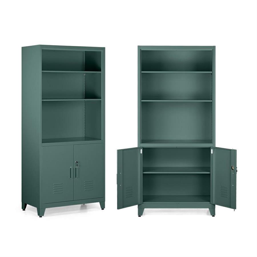 Armadio metallo con serratura 5 ripiani e due ante 85x190 cm verde - Yumi