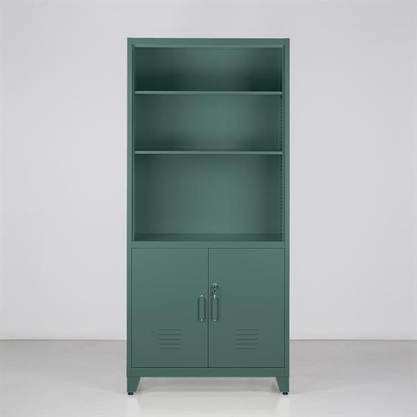 Armadio metallo con serratura 5 ripiani e due ante 85x190 cm verde - Yumi