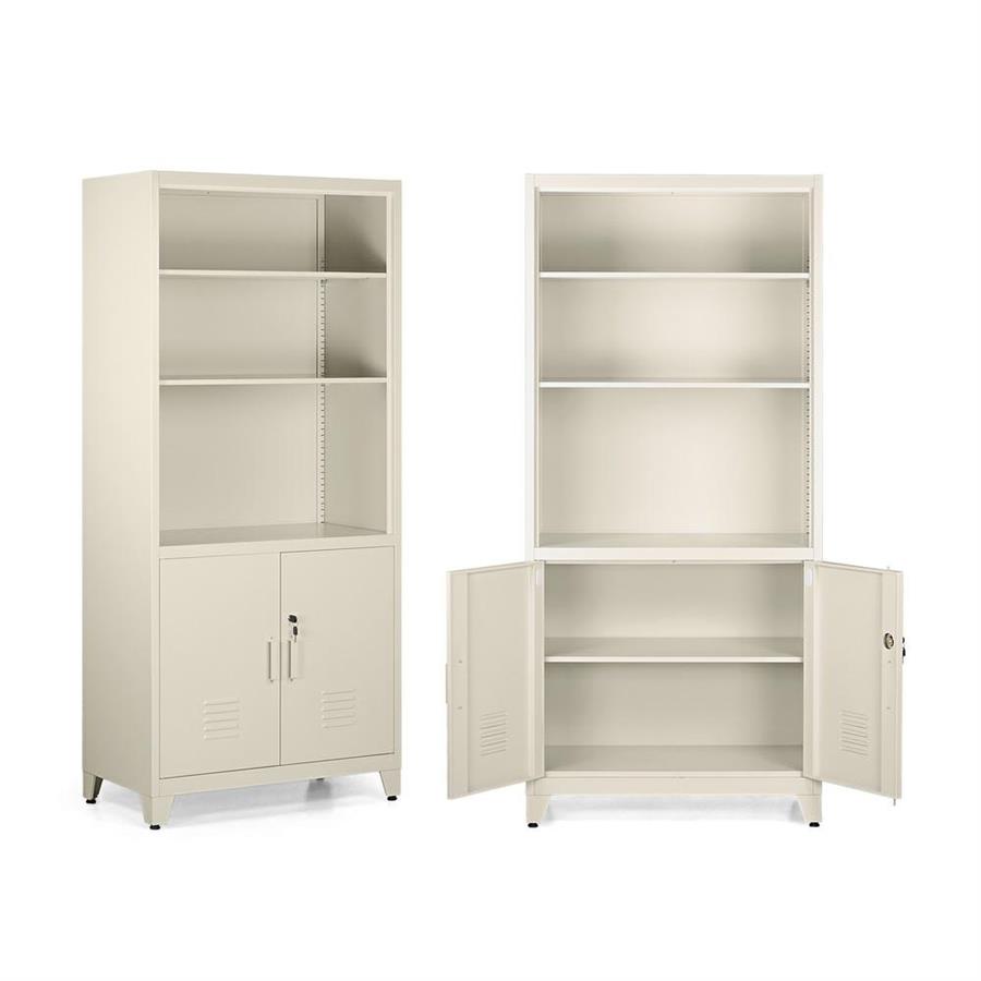 Armadio ufficio con 2 ante e 5 ripiani avorio 85x45x190 cm - Yumi