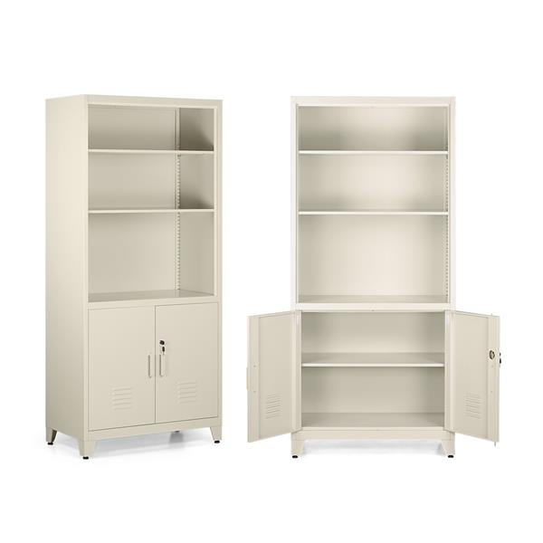 Armadio ufficio con 2 ante e 5 ripiani avorio 85x45x190 cm - Yumi