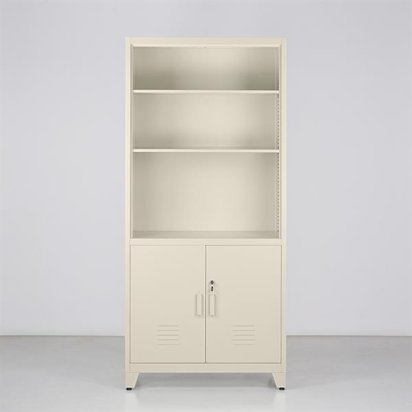 Armadio ufficio con 2 ante e 5 ripiani avorio 85x45x190 cm - Yumi