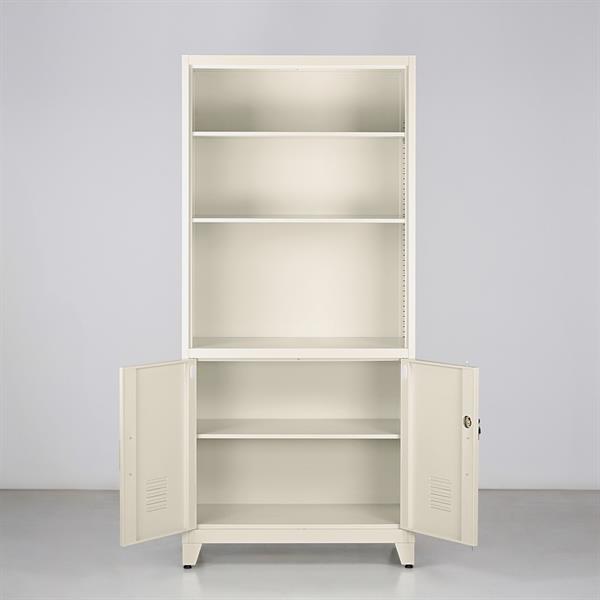 Armadio ufficio con 2 ante e 5 ripiani avorio 85x45x190 cm - Yumi