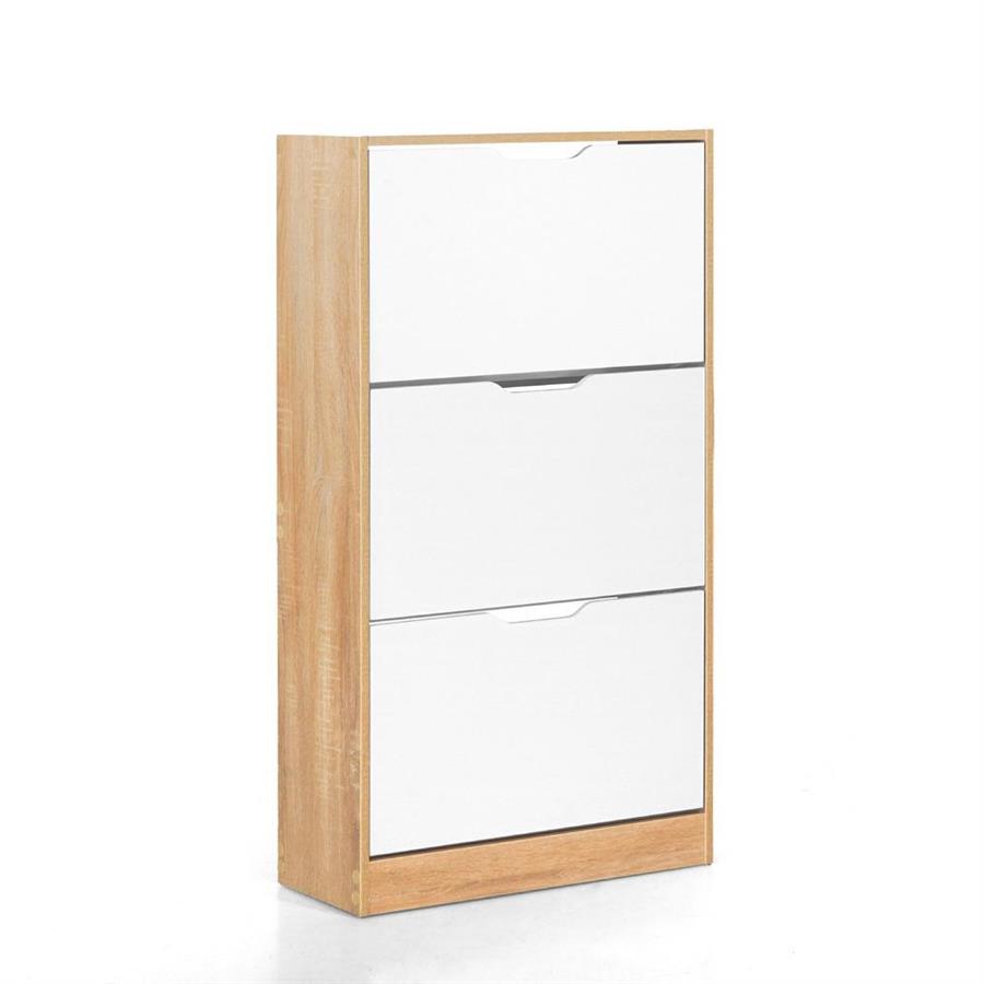 Scarpiera 3 ante rovere con cassetti bianchi - Sky