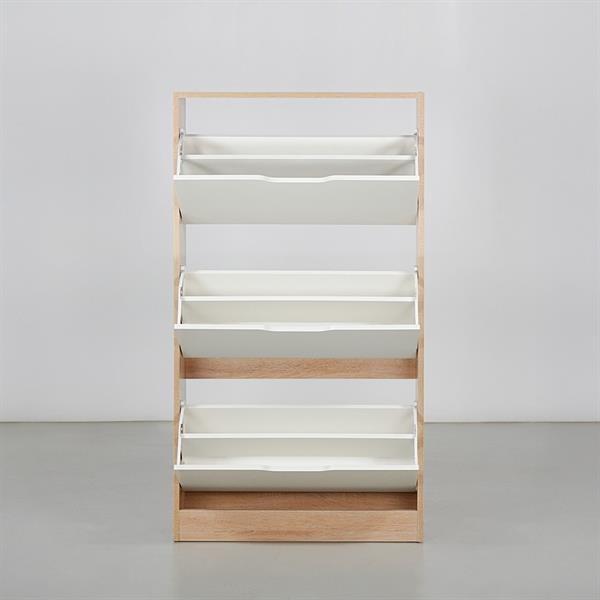Scarpiera 3 ante rovere con cassetti bianchi - Sky