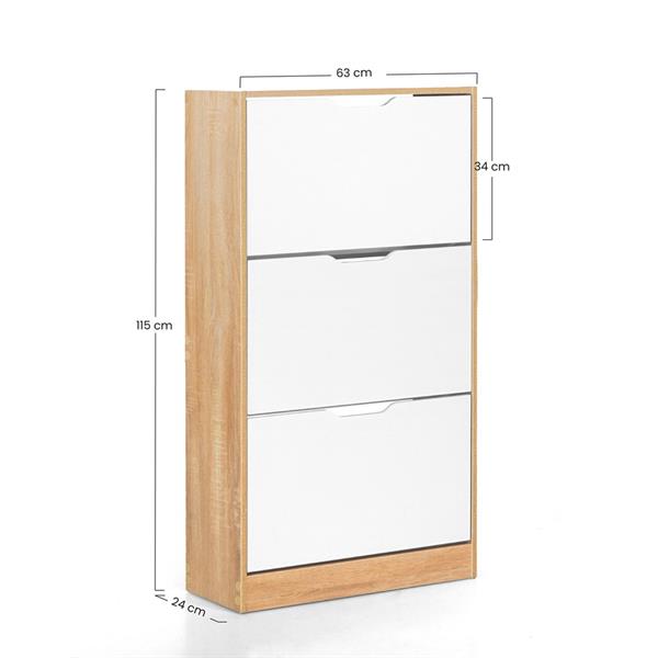 Scarpiera 3 ante rovere con cassetti bianchi - Sky