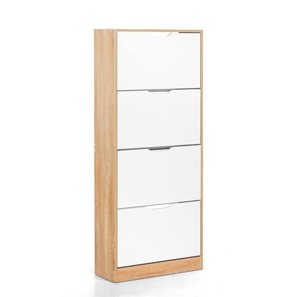 Scarpiera 4 ribalte rovere con ante bianche 63x24x150 cm - Sky