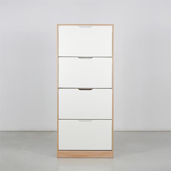 Scarpiera 4 ribalte rovere con ante bianche 63x24x150 cm - Sky