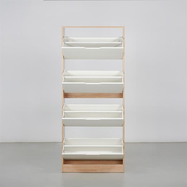 Scarpiera 4 ribalte rovere con ante bianche 63x24x150 cm - Sky