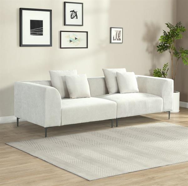 Divano 3 posti in tessuto beige 252x99x72 cm - Cloe