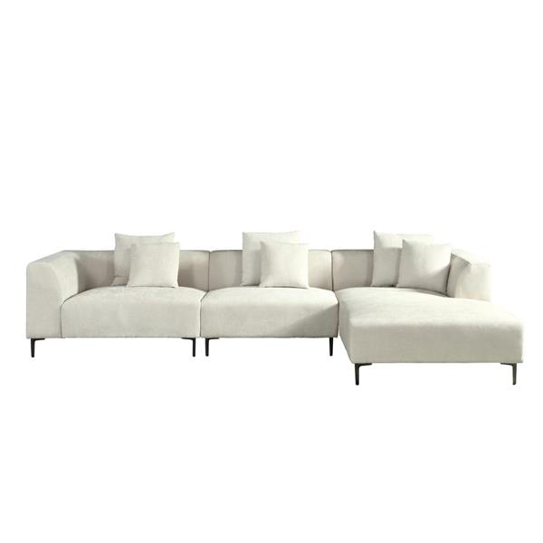 Divano angolare in tessuto beige 335x99-177x75 cm - Cloe