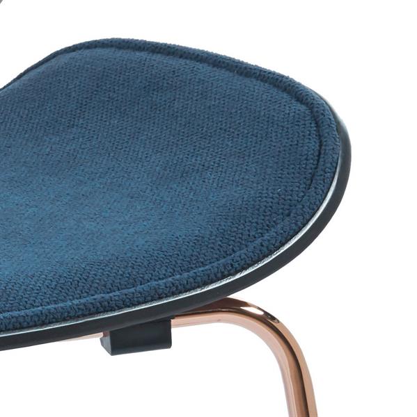 Set da 4 sedie eleganti in tessuto blu con struttura color oro rosa - Elizabeth