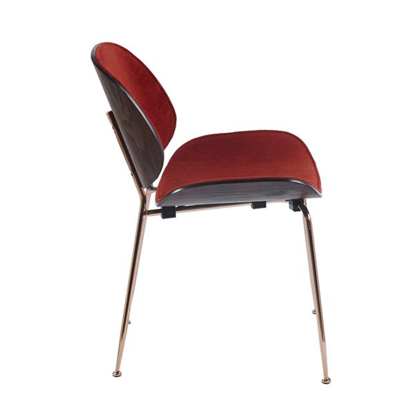 Set da 4 sedie design in tessuto rosso con struttura in oro rosa - Elizabeth