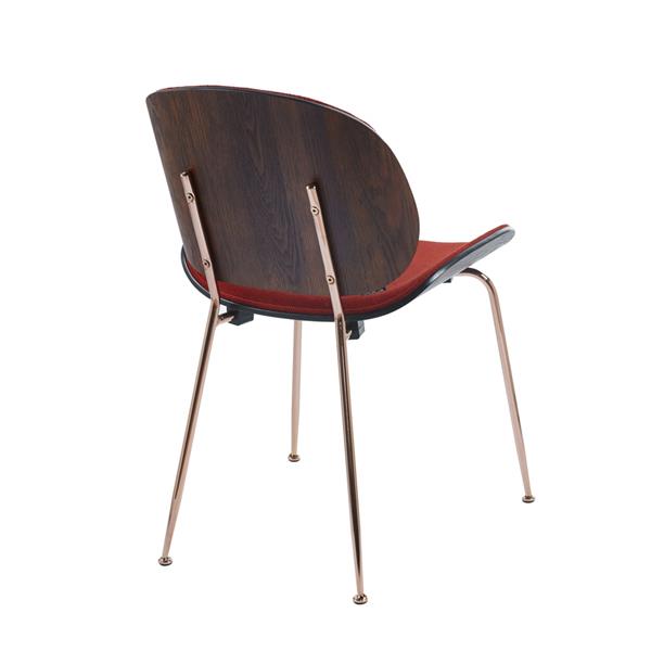 Set da 4 sedie design in tessuto rosso con struttura in oro rosa - Elizabeth