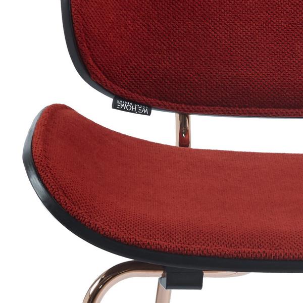 Set da 4 sedie design in tessuto rosso con struttura in oro rosa - Elizabeth
