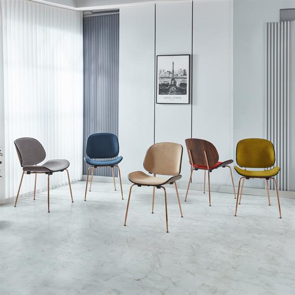 Set da 4 sedie design in tessuto rosso con struttura in oro rosa - Elizabeth
