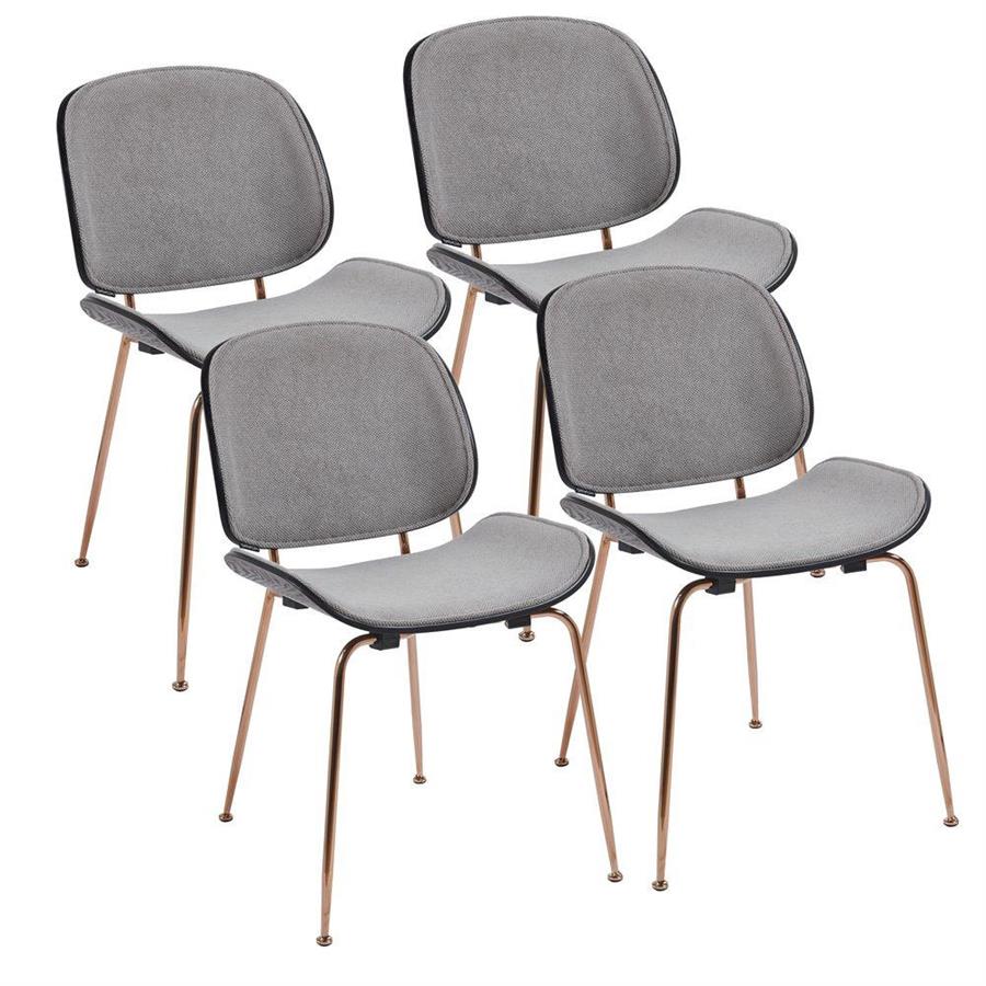 Sedie moderne in tessuto grigio con struttura oro rosa set da 4 - Elizabeth
